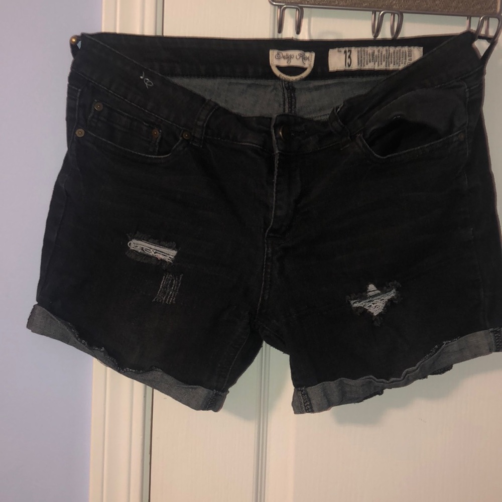 Ripped Black Jean Shorts